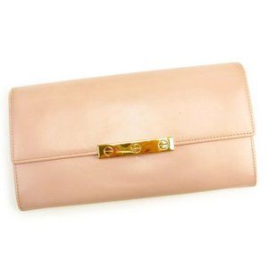 Cartier Wallet Purse Long Wallet Pink Woman Authentic Used Y6940